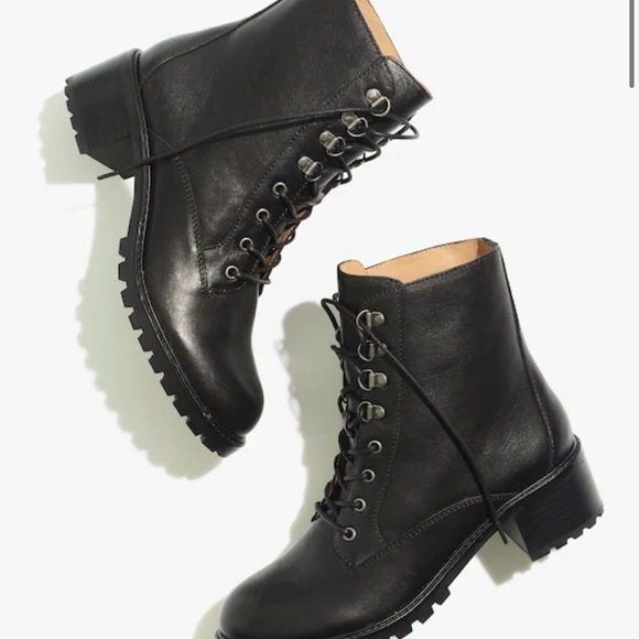 Madewell Julien lace up lug sole black boot - Picture 2 of 11
